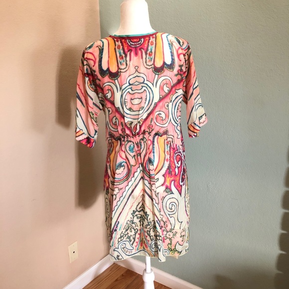 Johnny Was silk colorful V-neck tunic - Picture 3 of 8